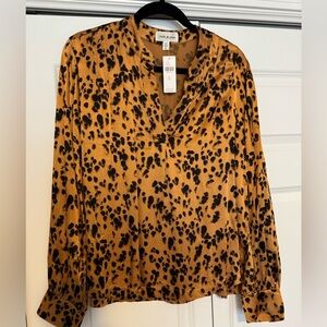 Anthropologie Animal Print Silk Blouse by Cloth & Stone BRAND NEW